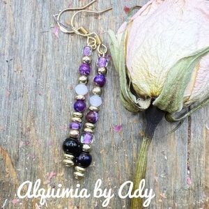 Victorian gold purple turquoise earrings